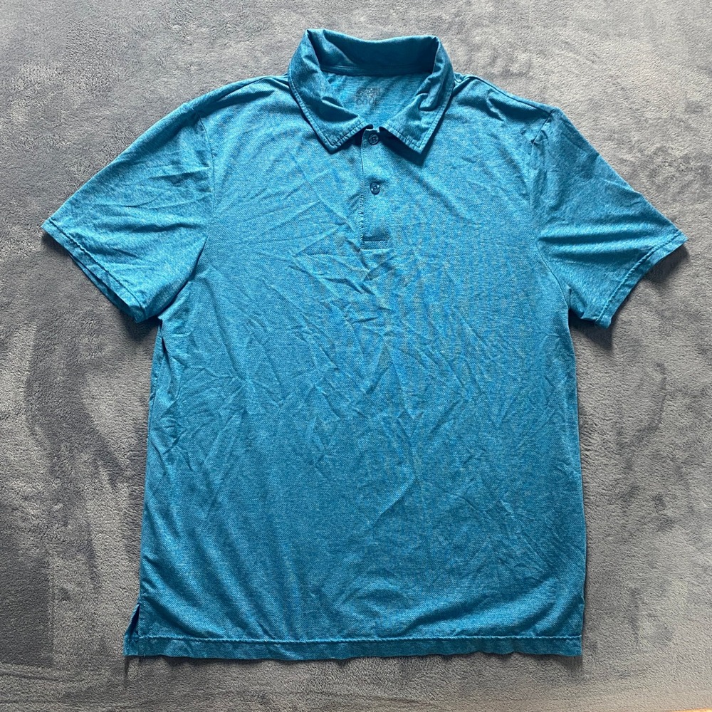 32 Degrees Cool Polo Shirt Mens XL Blue Golf Short Sleeve Heathered‎ Stretch